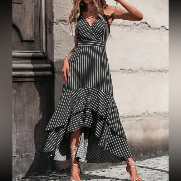 Boho striped ruffle trim maxi dress - Picture 12 of 16